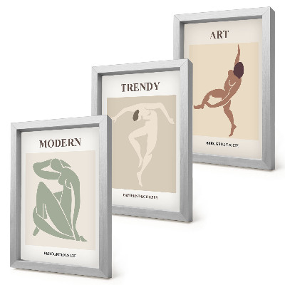 3-piece wall art set Stylish characters in minimalist shades