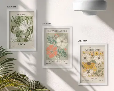 Floral motifs from various cities around the world framed triptych
