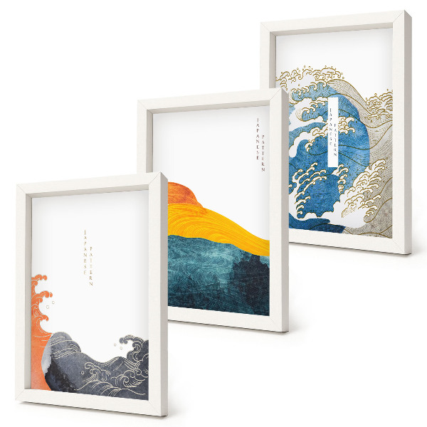 Photo frame wall Waves in Japanese graphic style