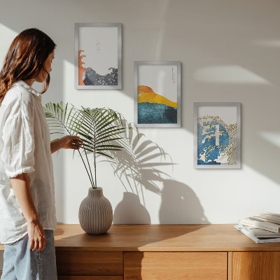 Photo frame wall Waves in Japanese graphic style