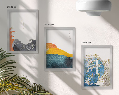 Photo frame wall Waves in Japanese graphic style