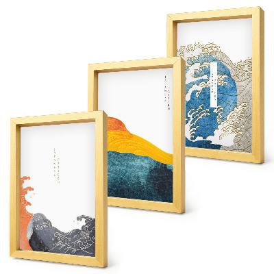 Photo frame wall Waves in Japanese graphic style