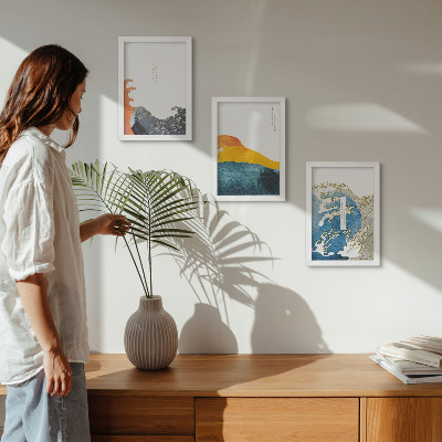 Photo frame wall Waves in Japanese graphic style