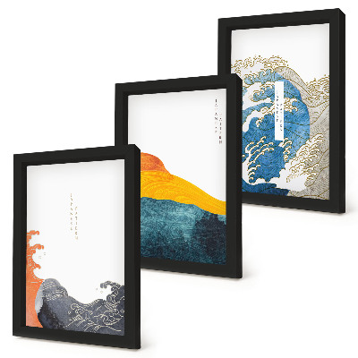 Photo frame wall Waves in Japanese graphic style