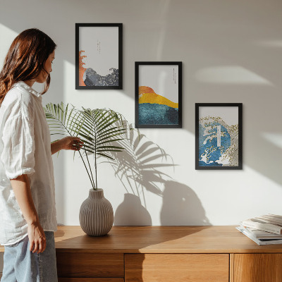 Photo frame wall Waves in Japanese graphic style