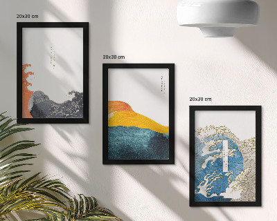 Photo frame wall Waves in Japanese graphic style