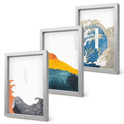 Photo frame wall Waves in Japanese graphic style