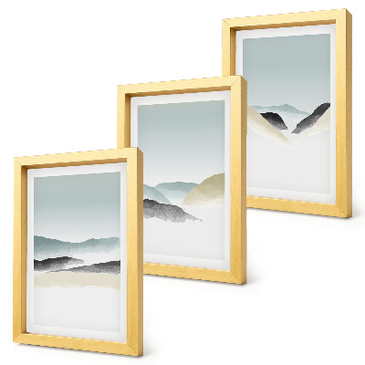 Framed triptych Minimalist mountains in delicate pastels