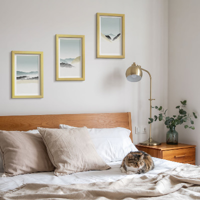 Framed triptych Minimalist mountains in delicate pastels