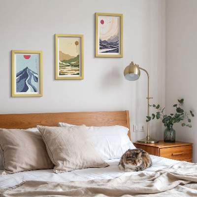 3-piece wall art set Mountains in pastel colors, Japandi style