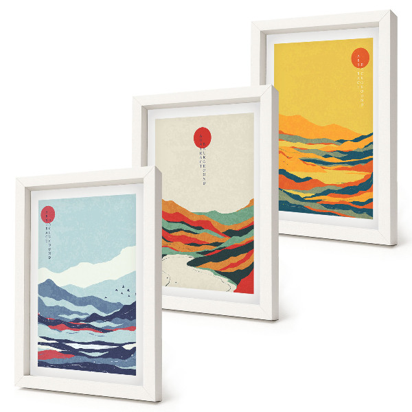 Photo frame wall Colorful abstract mountain and river landscapes