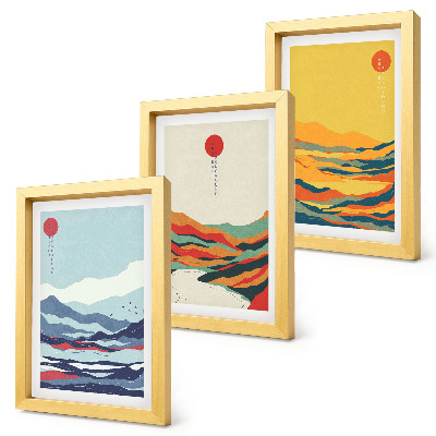 Photo frame wall Colorful abstract mountain and river landscapes