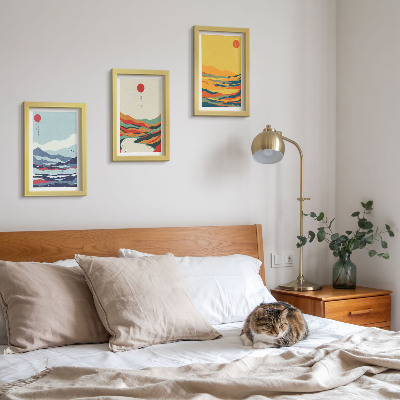 Photo frame wall Colorful abstract mountain and river landscapes