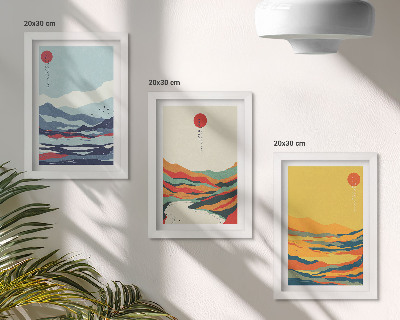 Photo frame wall Colorful abstract mountain and river landscapes
