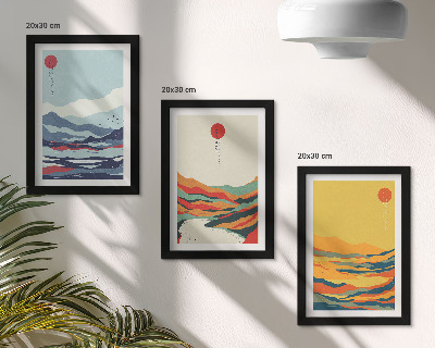 Photo frame wall Colorful abstract mountain and river landscapes