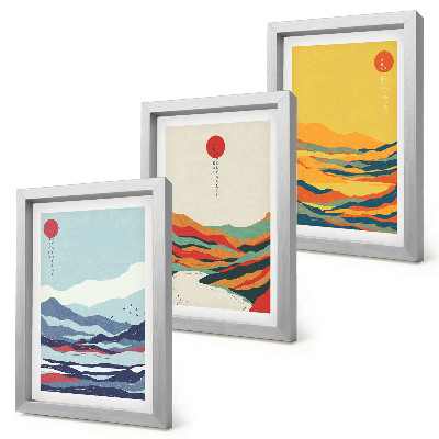 Photo frame wall Colorful abstract mountain and river landscapes