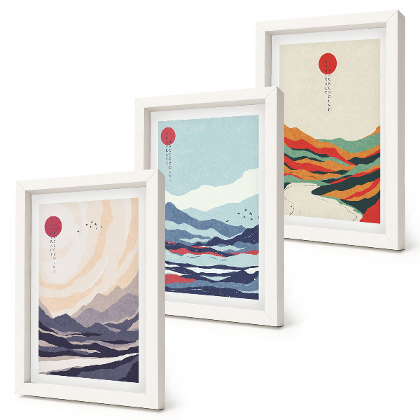 Photo frame wall Japanese abstract mountain landscapes