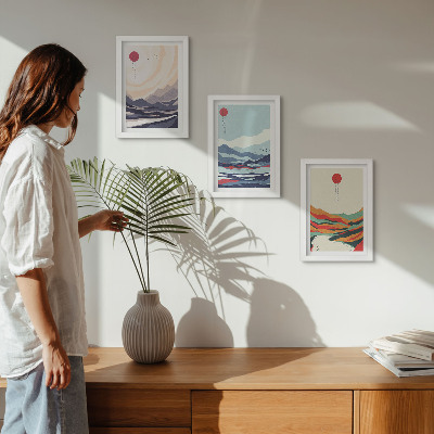Photo frame wall Japanese abstract mountain landscapes