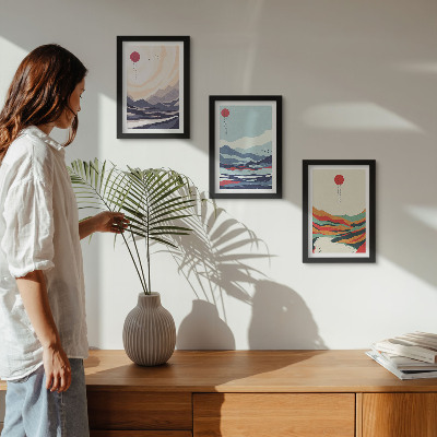 Photo frame wall Japanese abstract mountain landscapes
