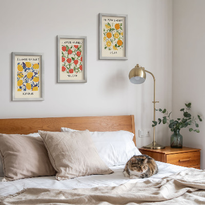 Framed triptych Floral posters in London, Milan and Paris