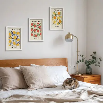 Floral posters in London, Milan and Paris framed triptych
