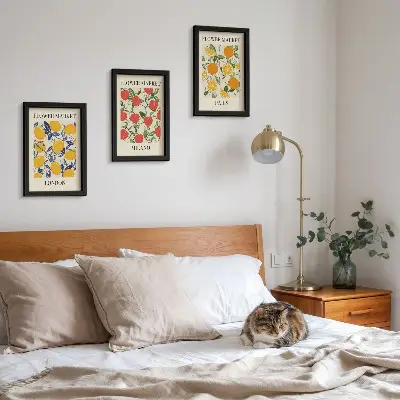 Floral posters in London, Milan and Paris framed triptych