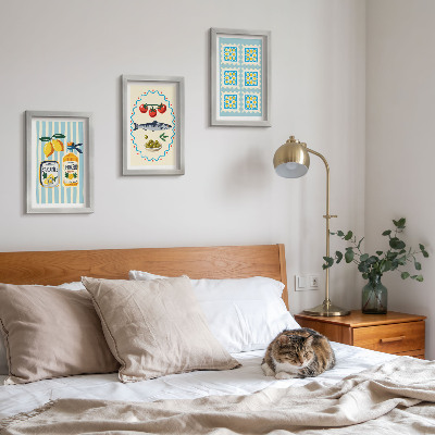 3-piece wall art set Mediterranean-style kitchen illustrations