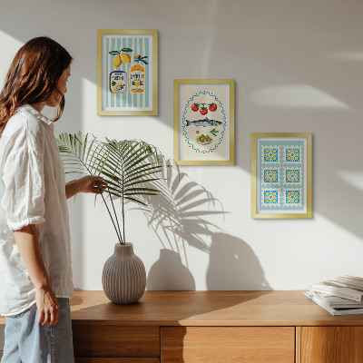 3-piece wall art set Mediterranean-style kitchen illustrations