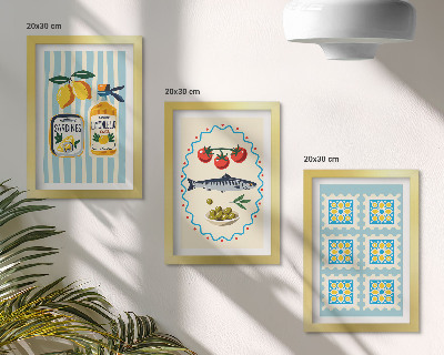 3-piece wall art set Mediterranean-style kitchen illustrations