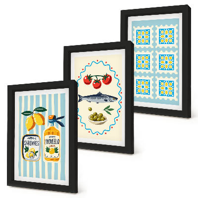 3-piece wall art set Mediterranean-style kitchen illustrations