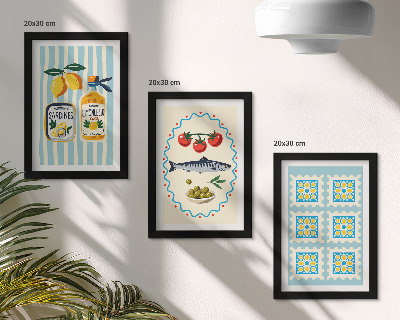 3-piece wall art set Mediterranean-style kitchen illustrations