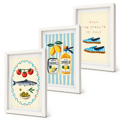 Photo frame wall Italian flavors and lifestyle in colorful images