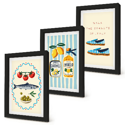 Photo frame wall Italian flavors and lifestyle in colorful images