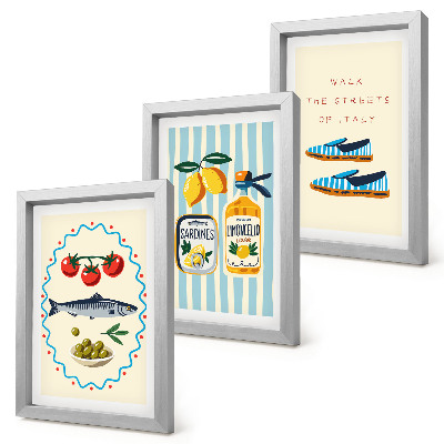 Photo frame wall Italian flavors and lifestyle in colorful images
