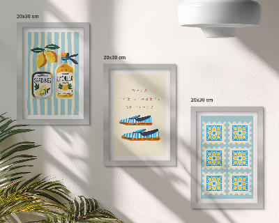 Framed triptych Fruit patterns and elements of Italian culture