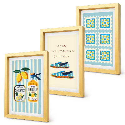 Framed triptych Fruit patterns and elements of Italian culture