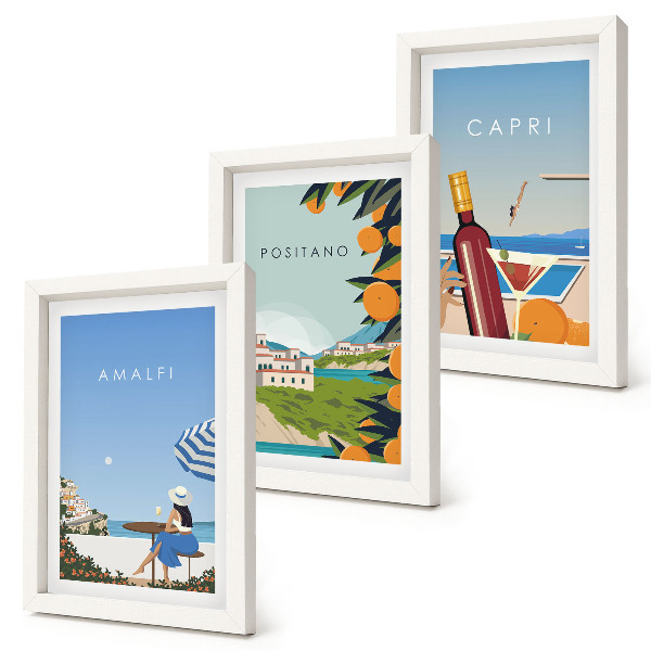 3-piece wall art set Holiday views of Amalfi, Positano and Capri