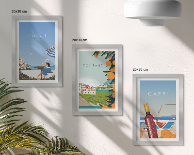 3-piece wall art set Holiday views of Amalfi, Positano and Capri
