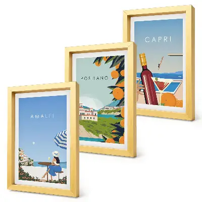 3-piece wall art set featuring holiday views of Amalfi, Positano and Capri