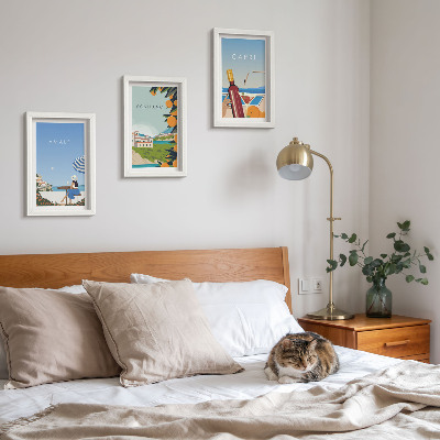 3-piece wall art set Holiday views of Amalfi, Positano and Capri