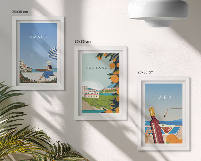 3-piece wall art set Holiday views of Amalfi, Positano and Capri