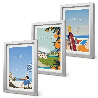 3-piece wall art set featuring holiday views of Amalfi, Positano and Capri