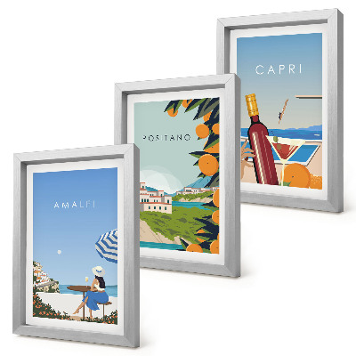 3-piece wall art set Holiday views of Amalfi, Positano and Capri