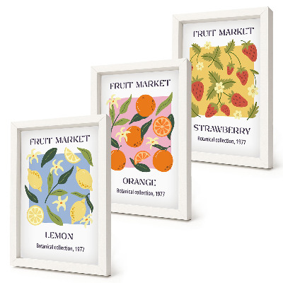 Photo frame wall Fruit posters with lemons, oranges and strawberries