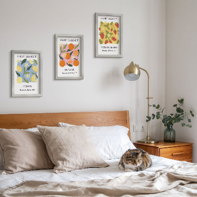 Photo frame wall Fruit posters with lemons, oranges and strawberries
