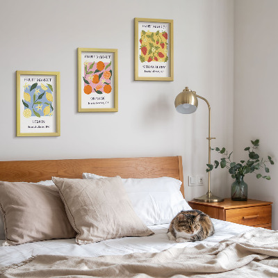 Photo frame wall Fruit posters with lemons, oranges and strawberries