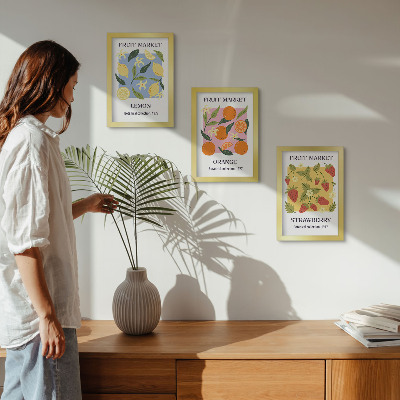 Photo frame wall Fruit posters with lemons, oranges and strawberries