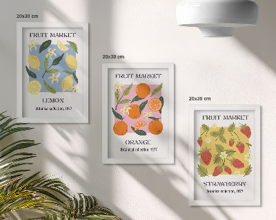 Photo frame wall Fruit posters with lemons, oranges and strawberries