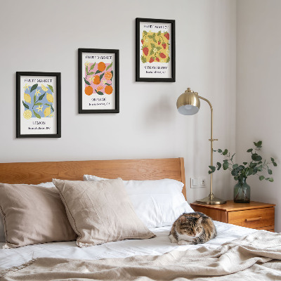 Photo frame wall Fruit posters with lemons, oranges and strawberries