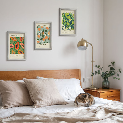 3-piece wall art set Fruit patterns vintage posters
